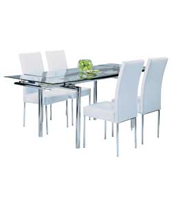 Extendable Glass Dining Table and 4