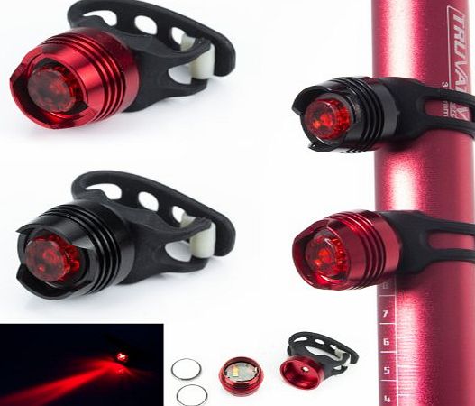 SAVFY 2 x Super Bright Strap Release Design Front Rear Bike Flash Light Kits Set - Flexible Installation for Your Cool Cycling (Black Red)