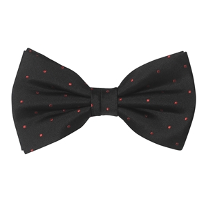 Black Red Spotted Ready Tied Pure Silk Bow Tie