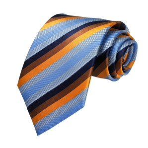 Blue/Orange Stitch Pure Silk Tie