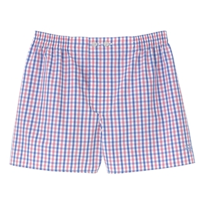 Savile Row Blue Pink Check Cotton Boxer Shorts
