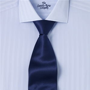 Blue Satin Stripe Cutaway Collar Fitted Shirt