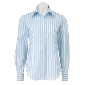 Blue White Bold Stripe Women` Shirt