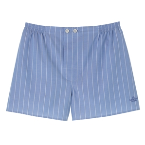 Bright Blue White Stripe Cotton Poplin Boxer Shorts