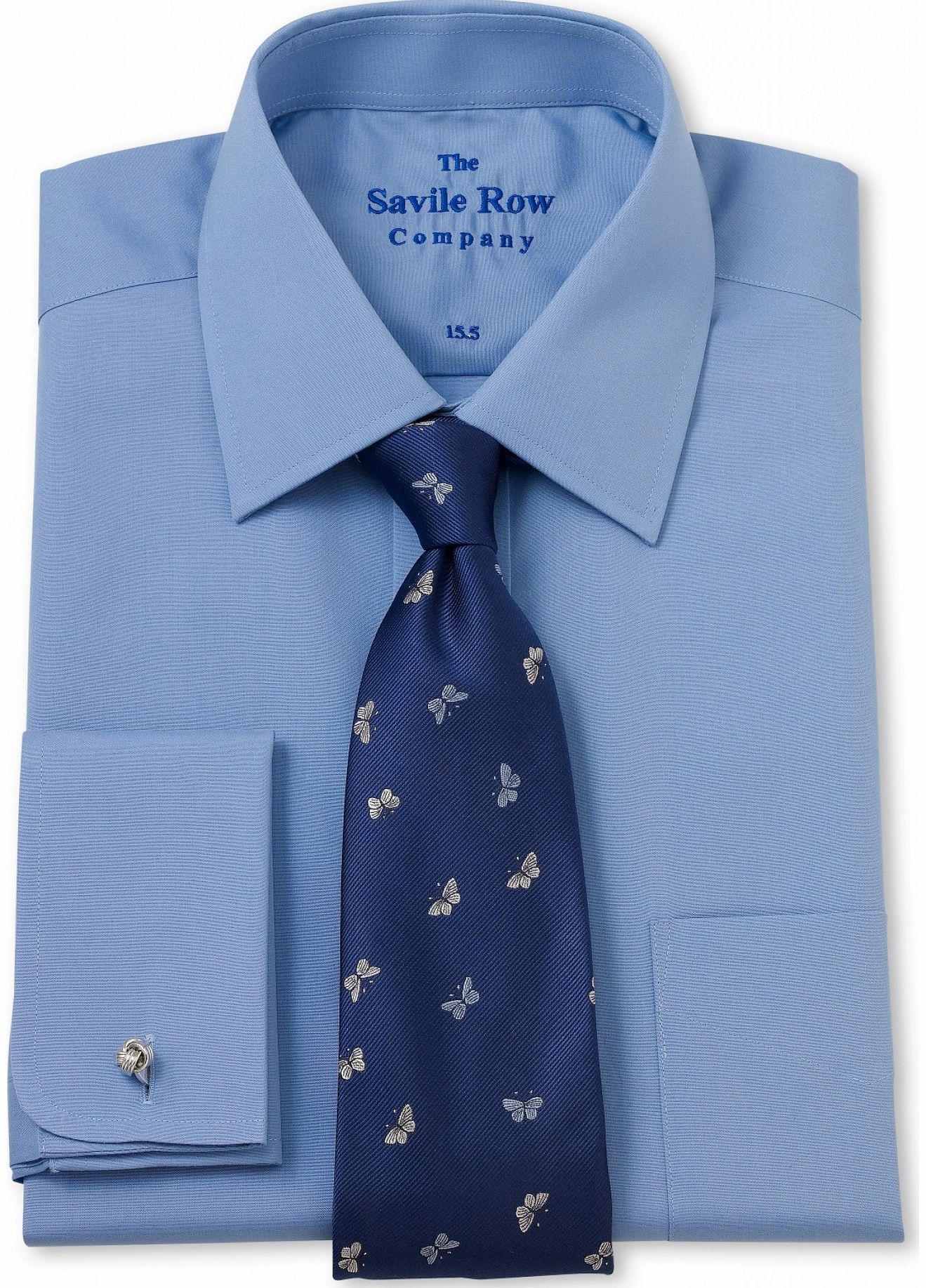 Savile Row Company Air Force Blue Poplin Classic Fit Shirt 16``