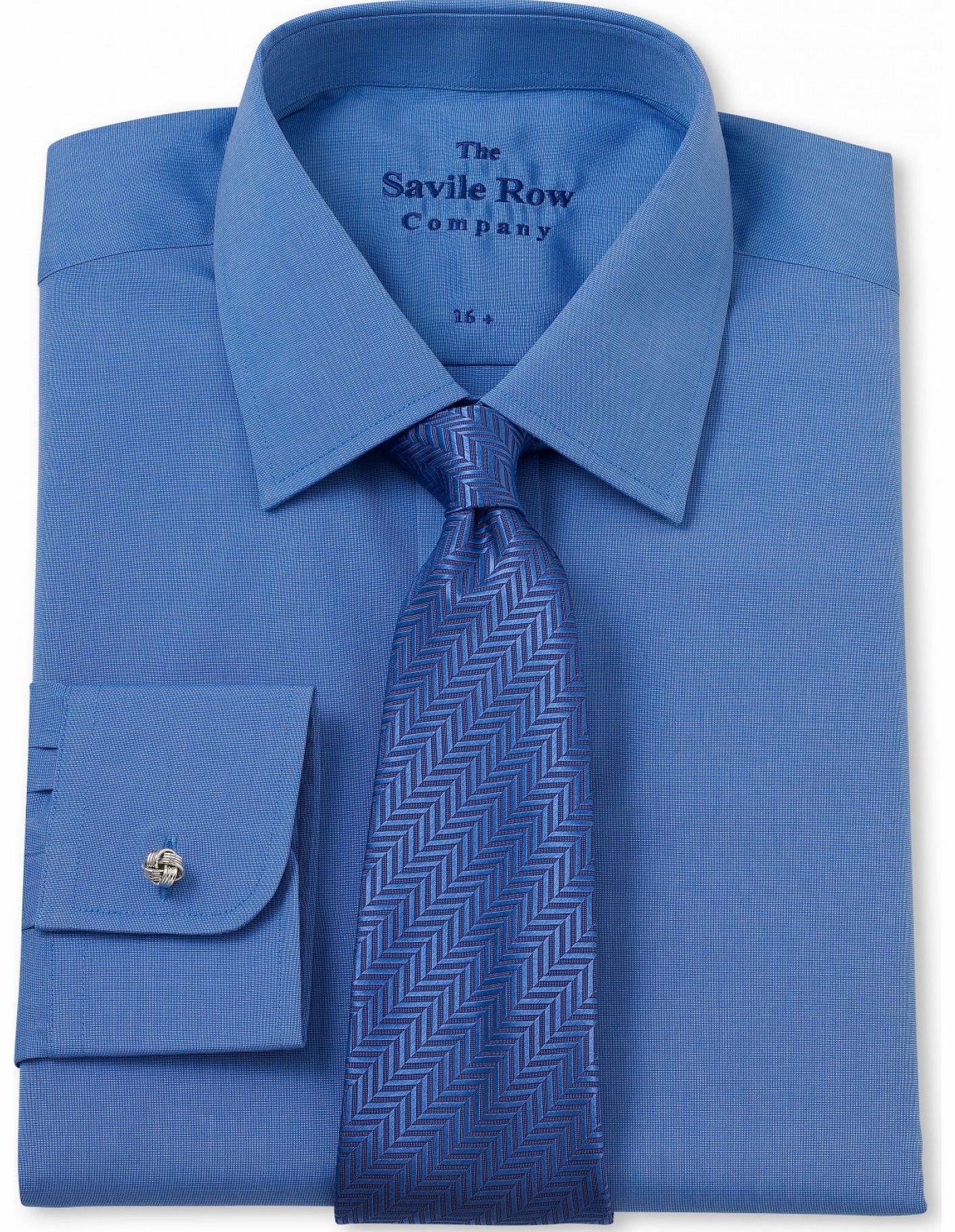Savile Row Company Blue End on End Slim Fit Shirt 15 1/2``