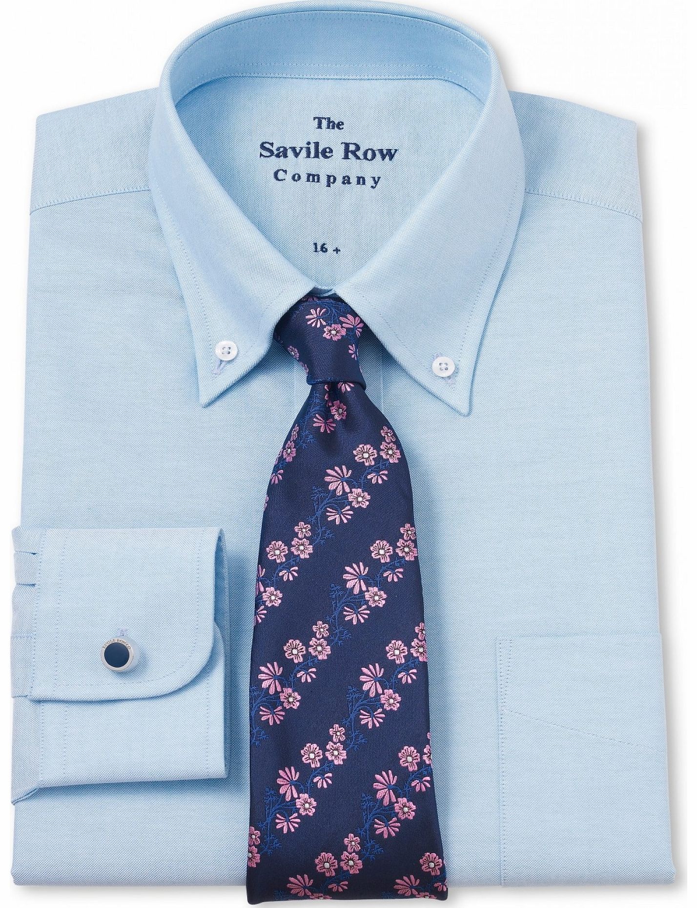 Savile Row Company Blue Oxford Button Down Classic Shirt 17 1/2``