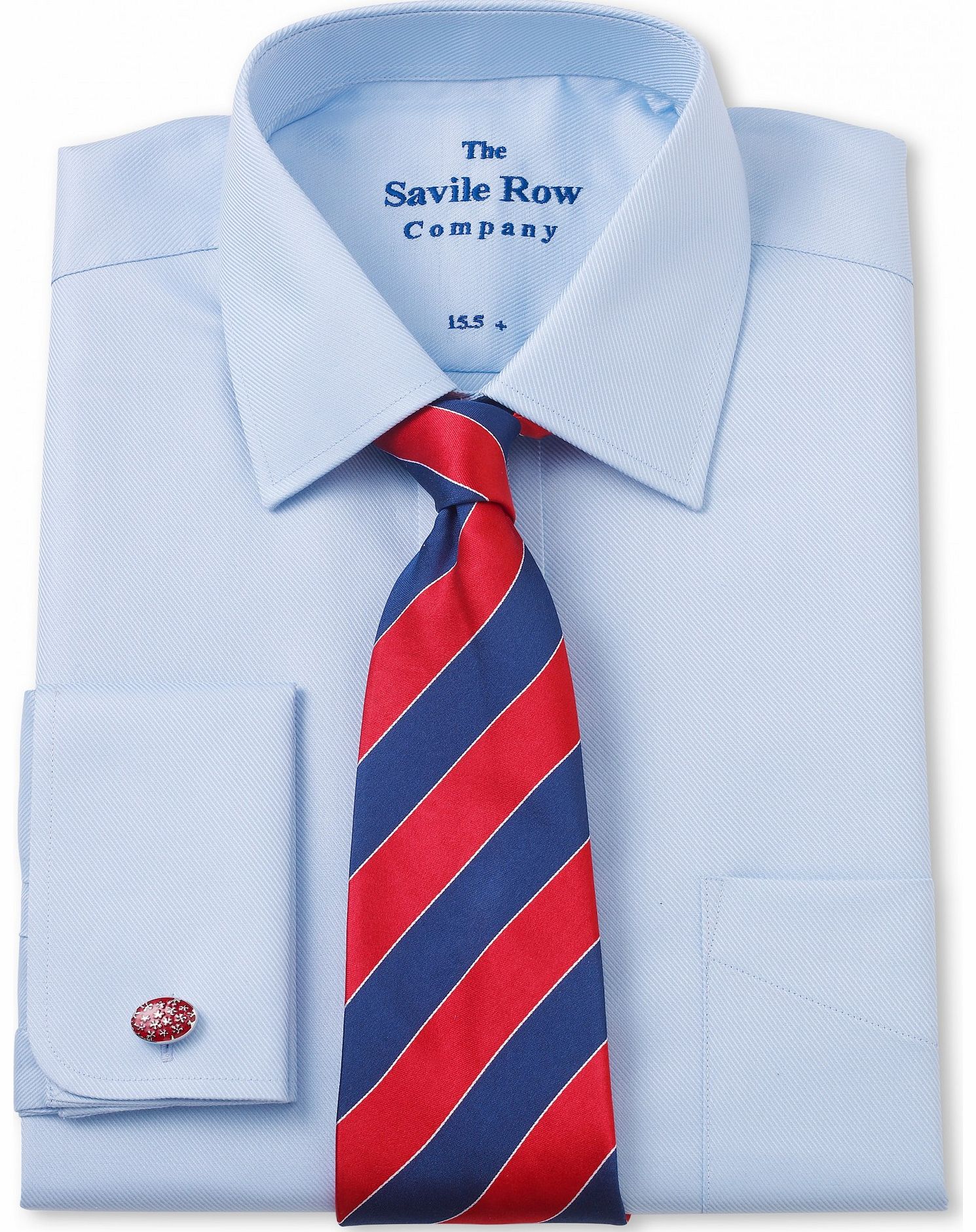 Savile Row Company Blue Twill Windsor Collar Classic Fit Shirt 17``