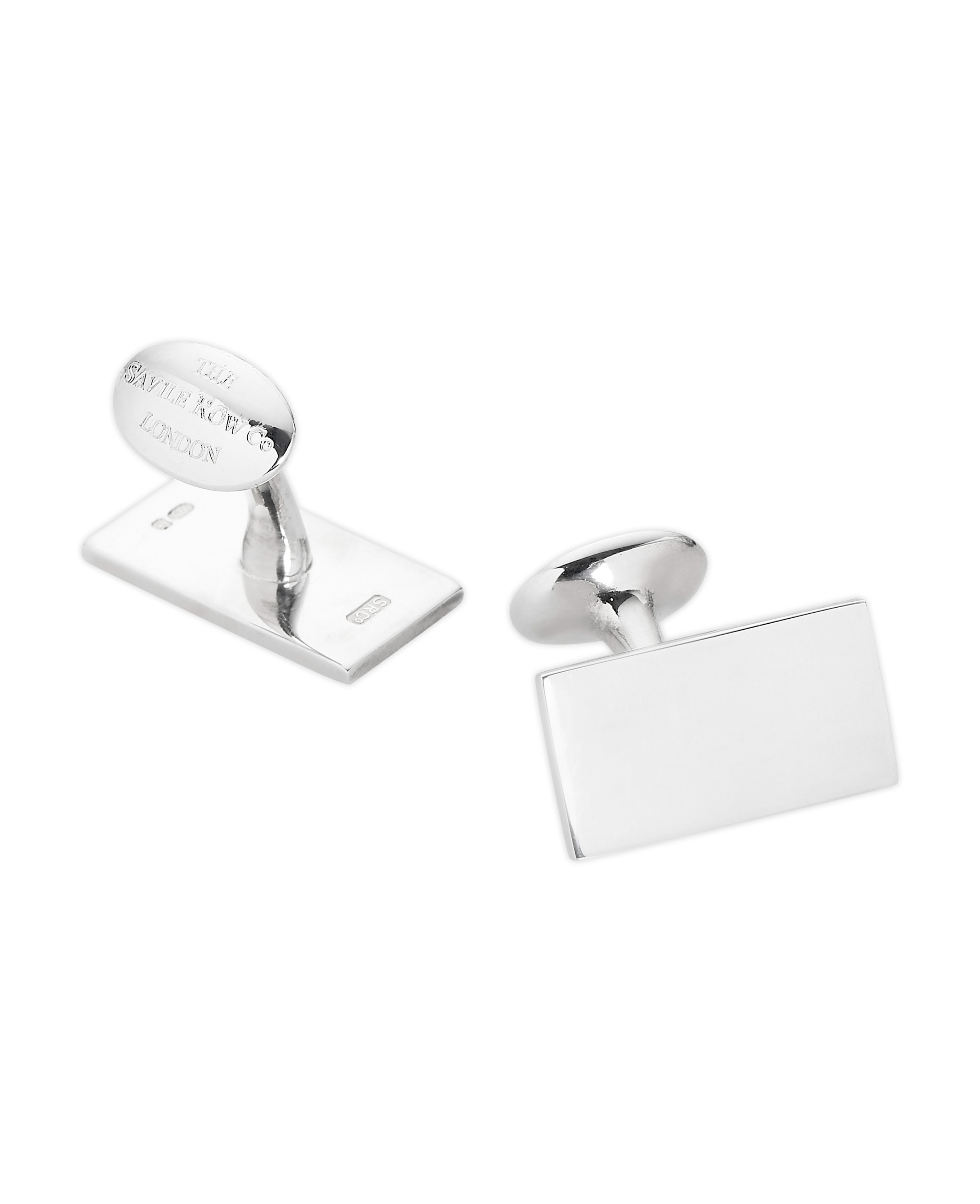 Savile Row Company Engravable Sterling Silver Rectangle Cufflinks
