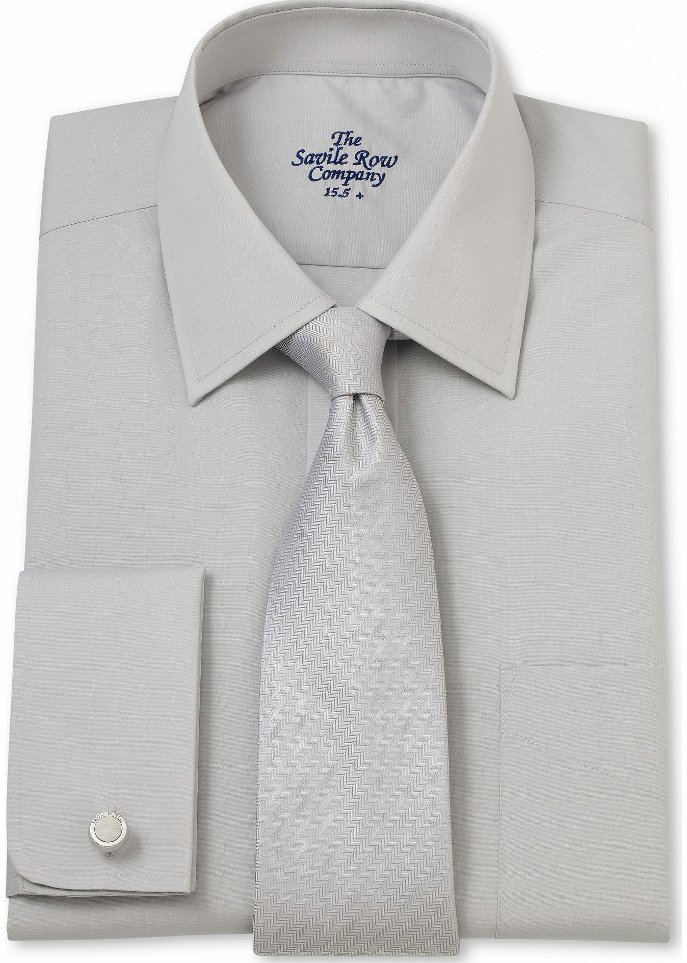 Savile Row Company Light Grey Poplin Classic Fit Shirt 18``