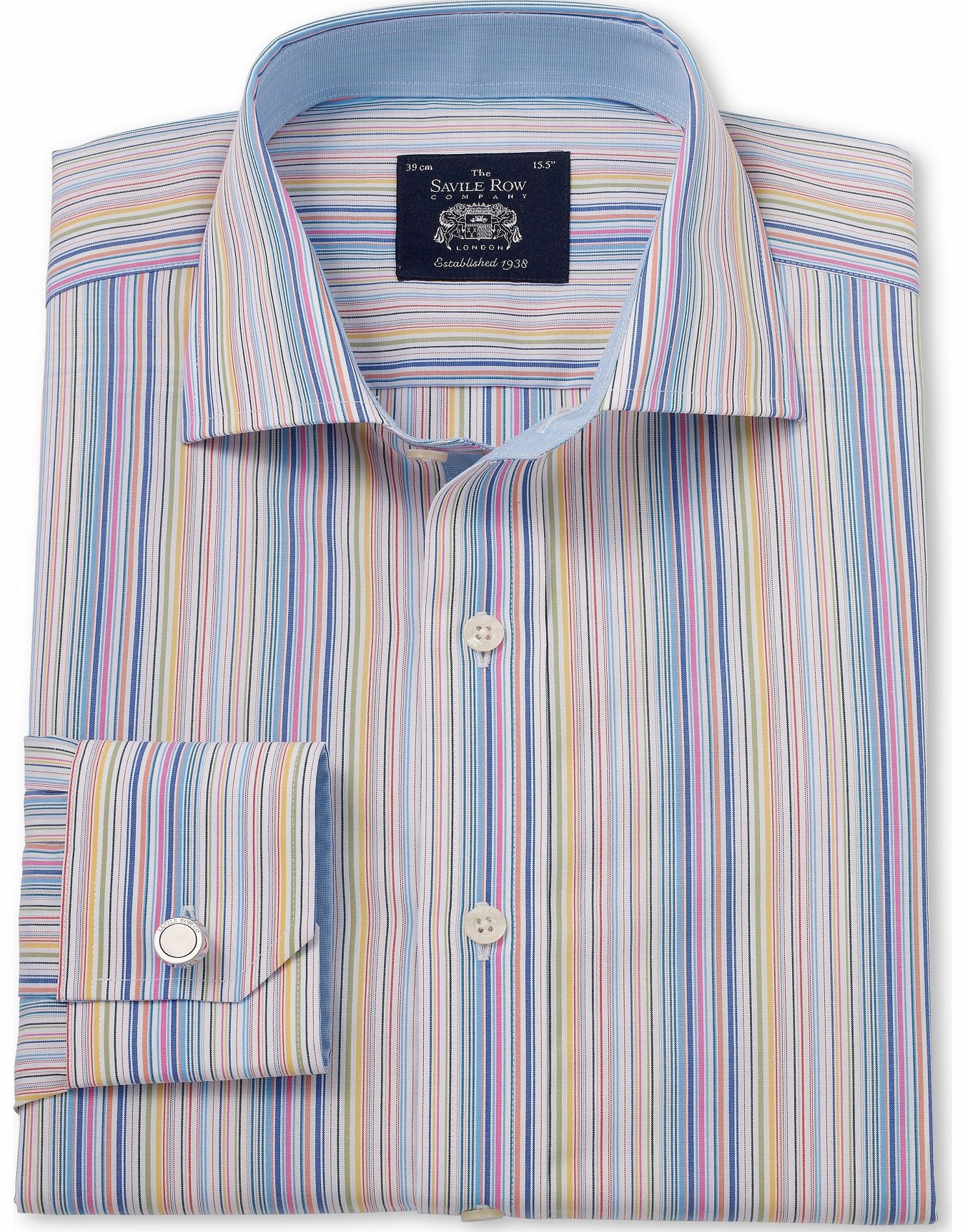 Savile Row Company Multi Stripe Poplin Slim Fit Shirt 15 1/2``