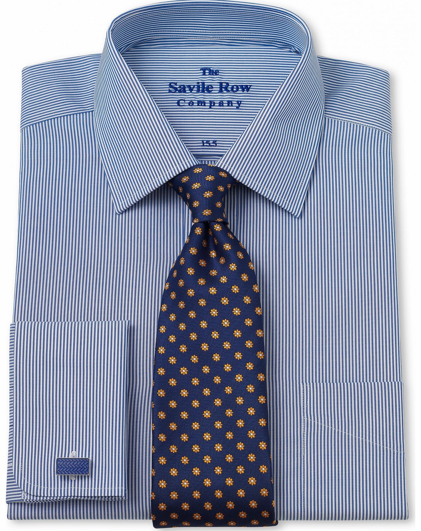 Savile Row Company Navy Fine Stripe Classic Fit Shirt 19 1/2``