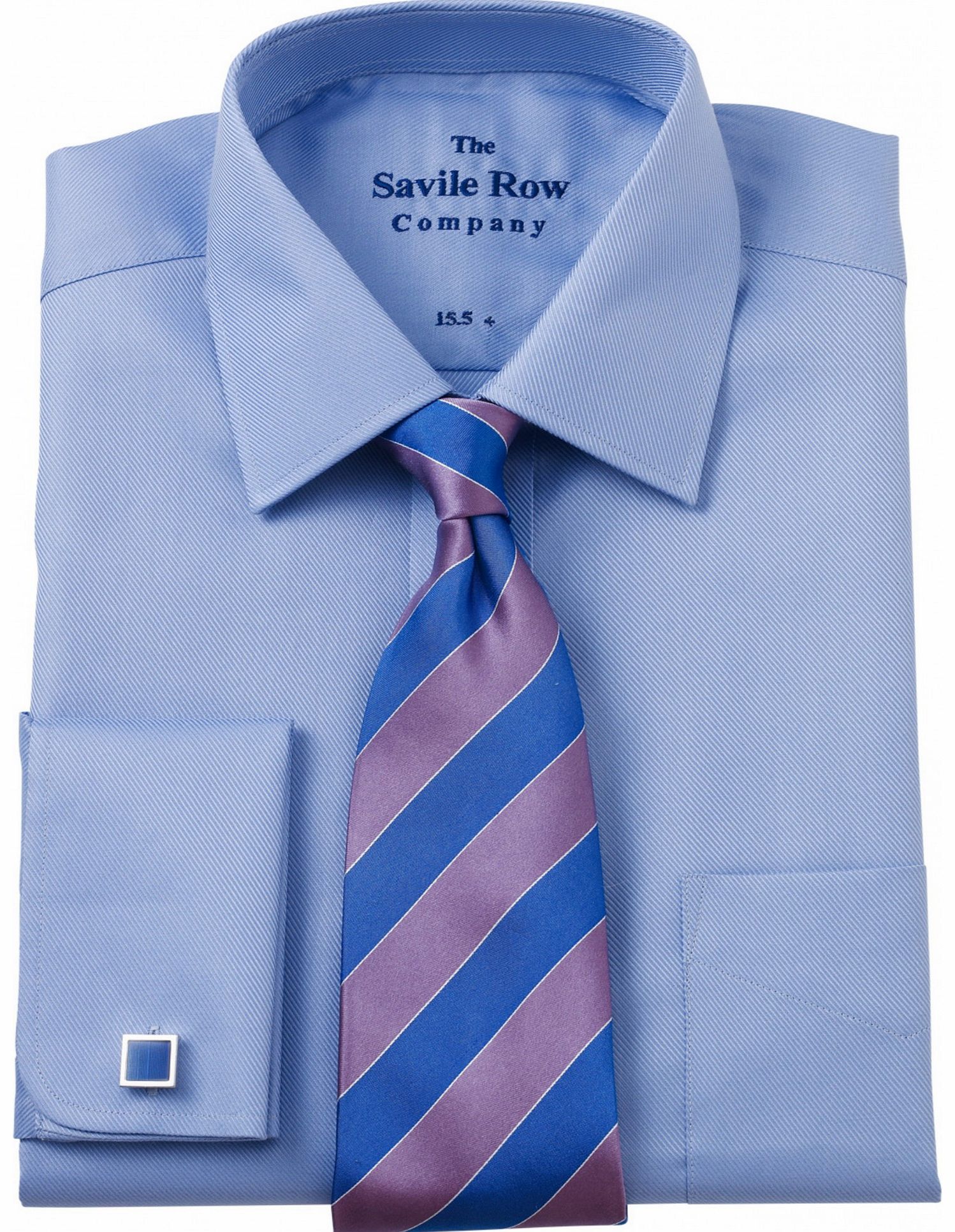 Savile Row Company Navy Twill Windsor Collar Classic Fit Shirt 16``