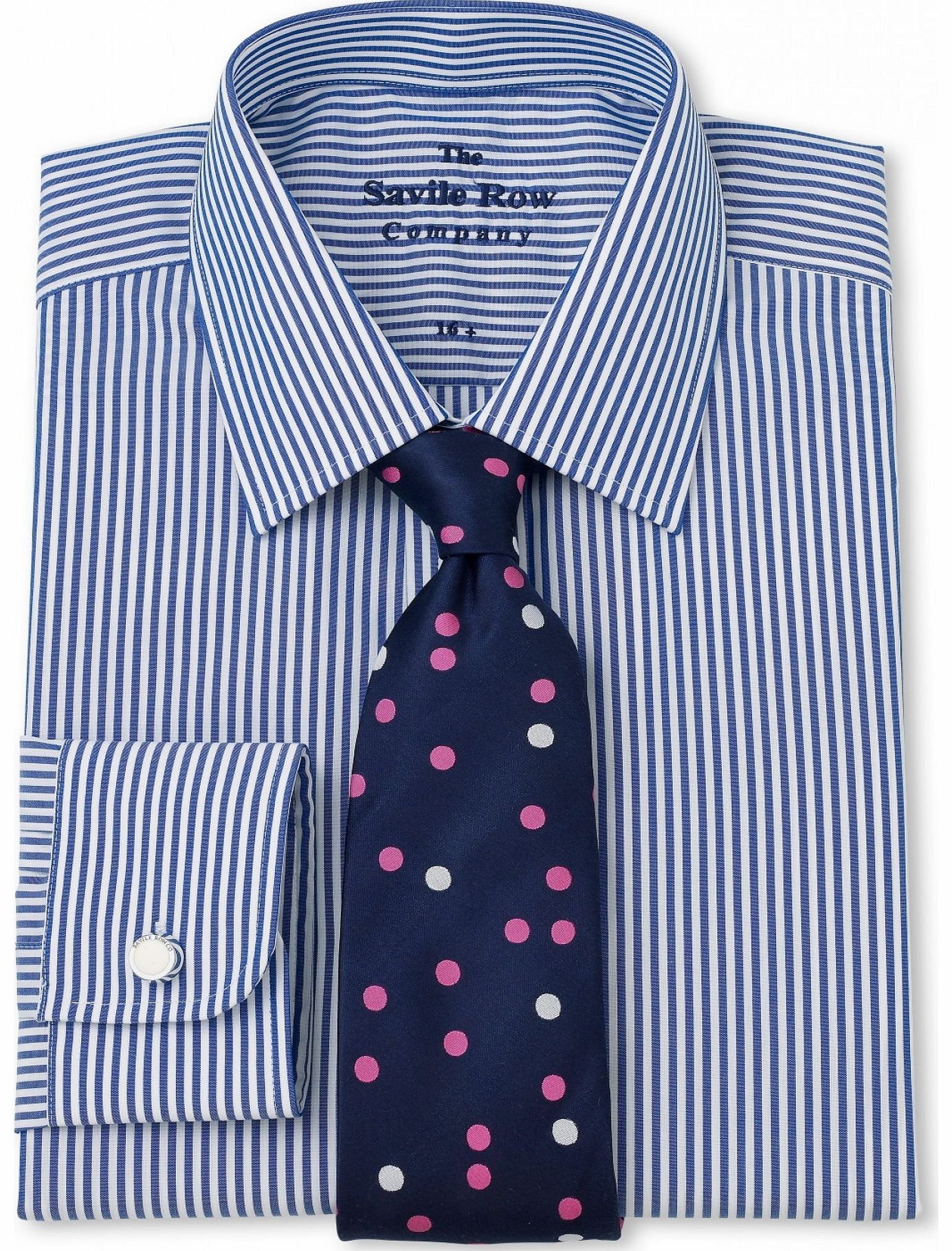 Savile Row Company Navy White Bengal Slim Fit Shirt 15 1/2``