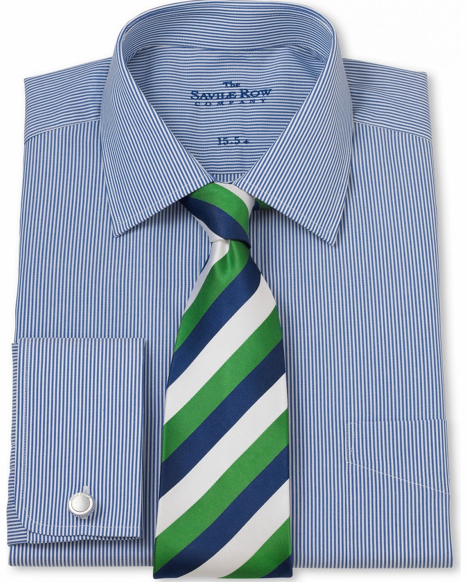 Savile Row Company Navy White Bengal Stripe Classic Fit Shirt 18