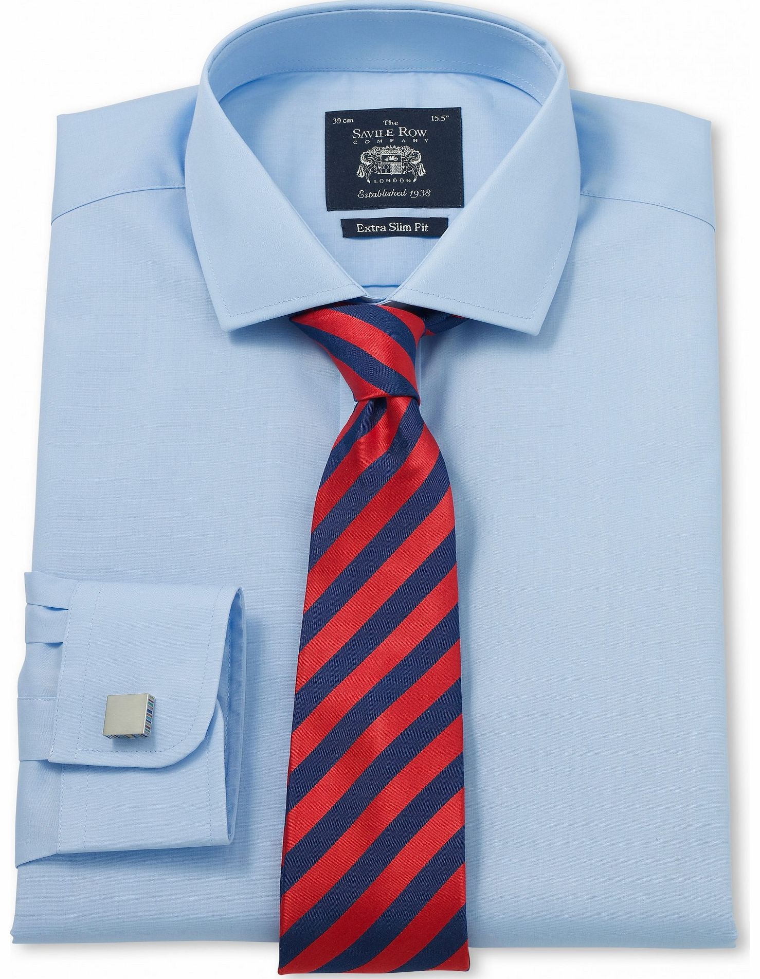 Savile Row Company Pale Blue Poplin Extra Slim Fit Shirt 17``