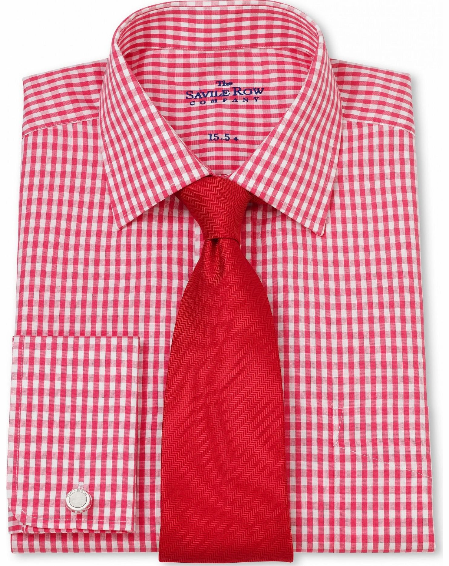Savile Row Company Pink White Gingham Check Classic Fit Shirt 18
