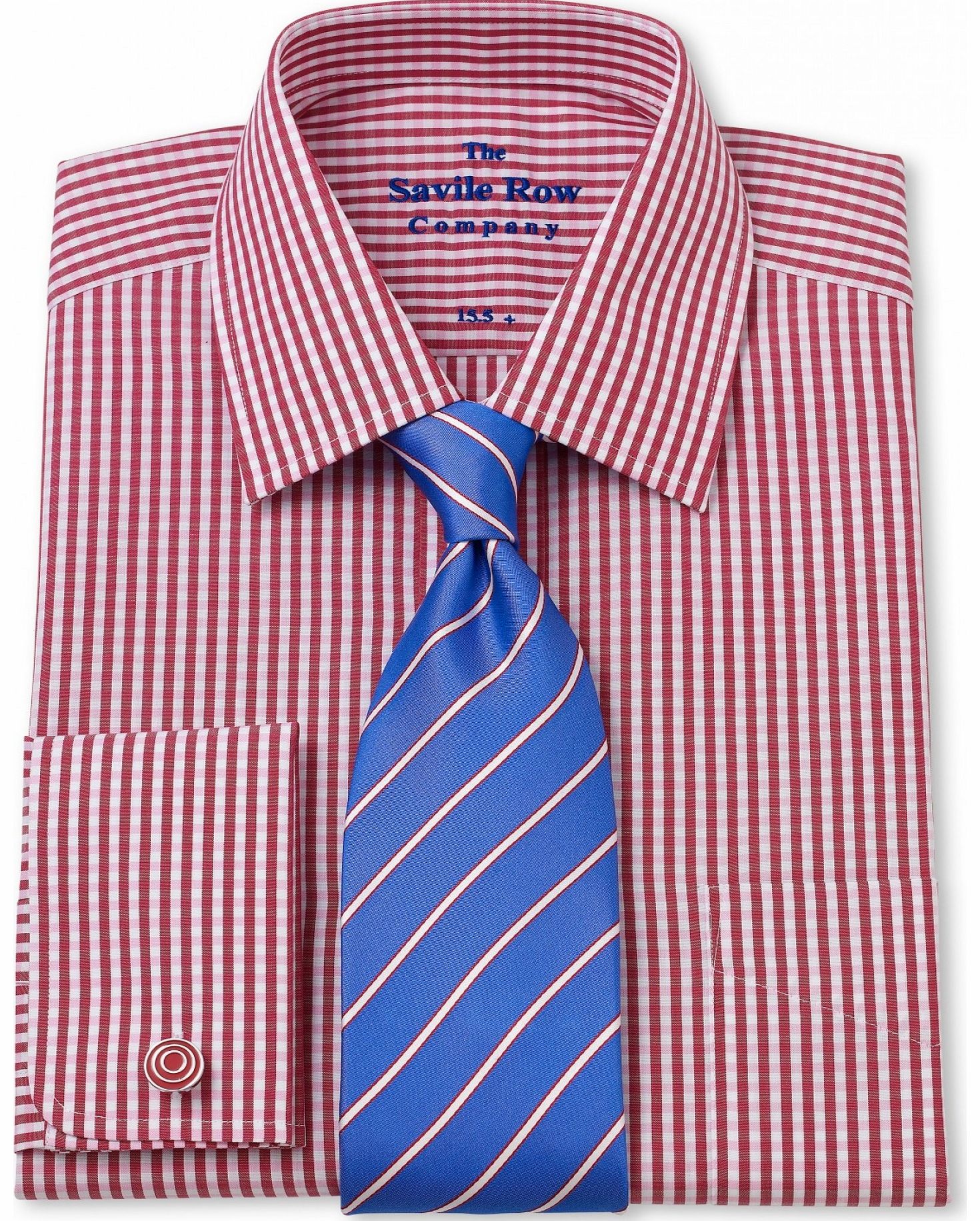 Savile Row Company Red Tonal Gingham Classic Fit Shirt 16 1/2``