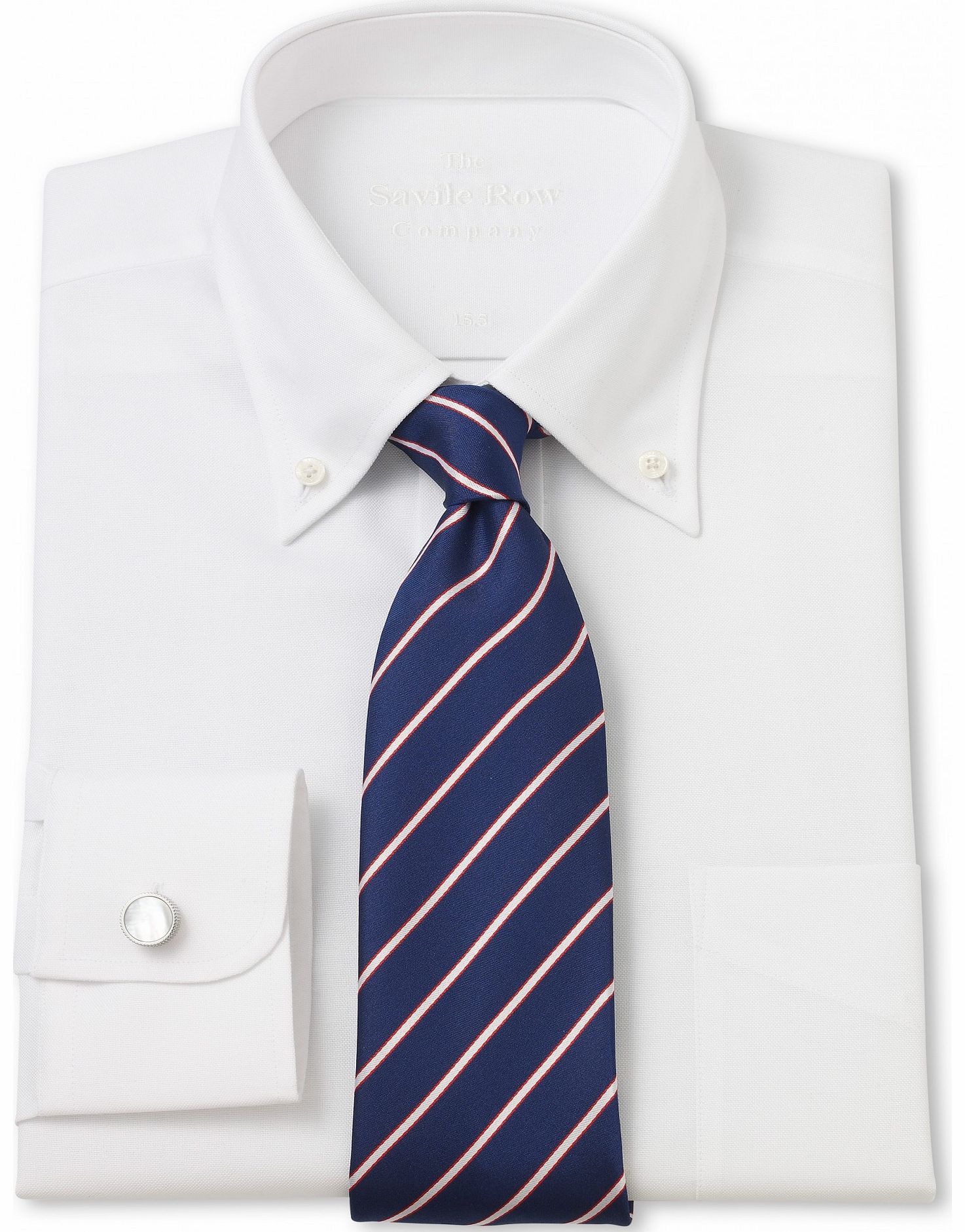 Savile Row Company White Oxford Button Down Classic Shirt 16 1/2``
