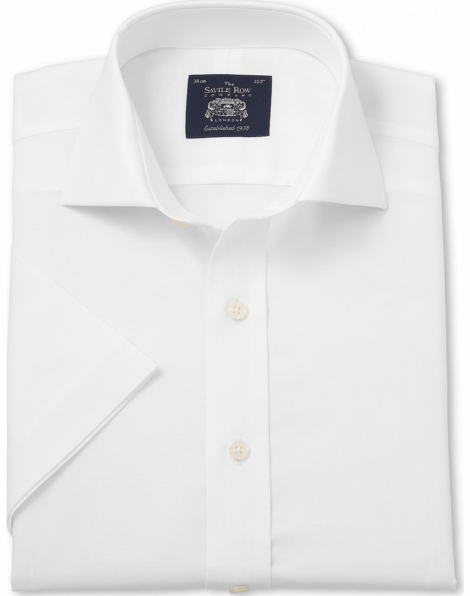 Savile Row Company White Pinpoint Short Sleeve Slim Fit Shirt 18``