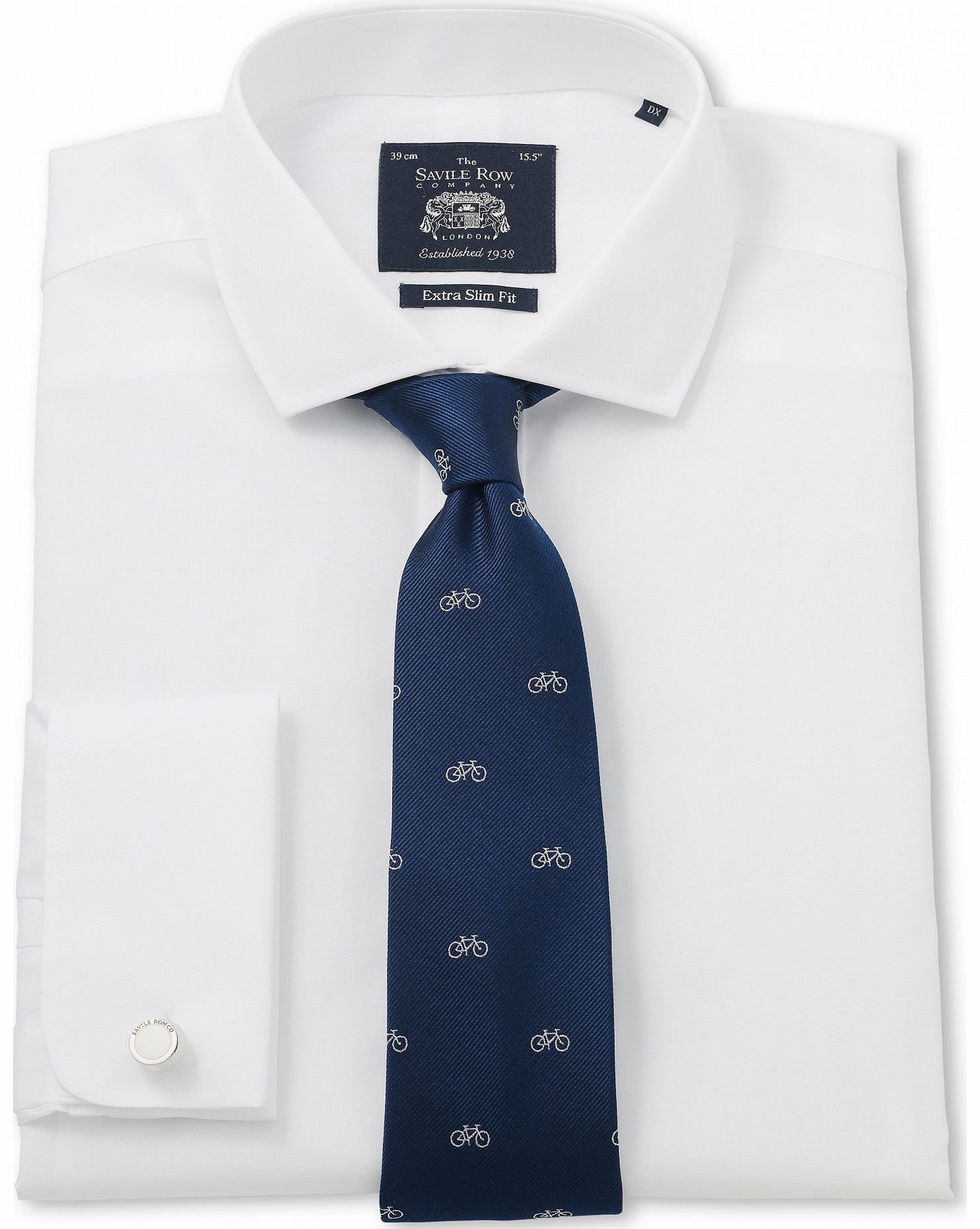 Savile Row Company White Poplin Extra Slim Fit Shirt 17`` Double