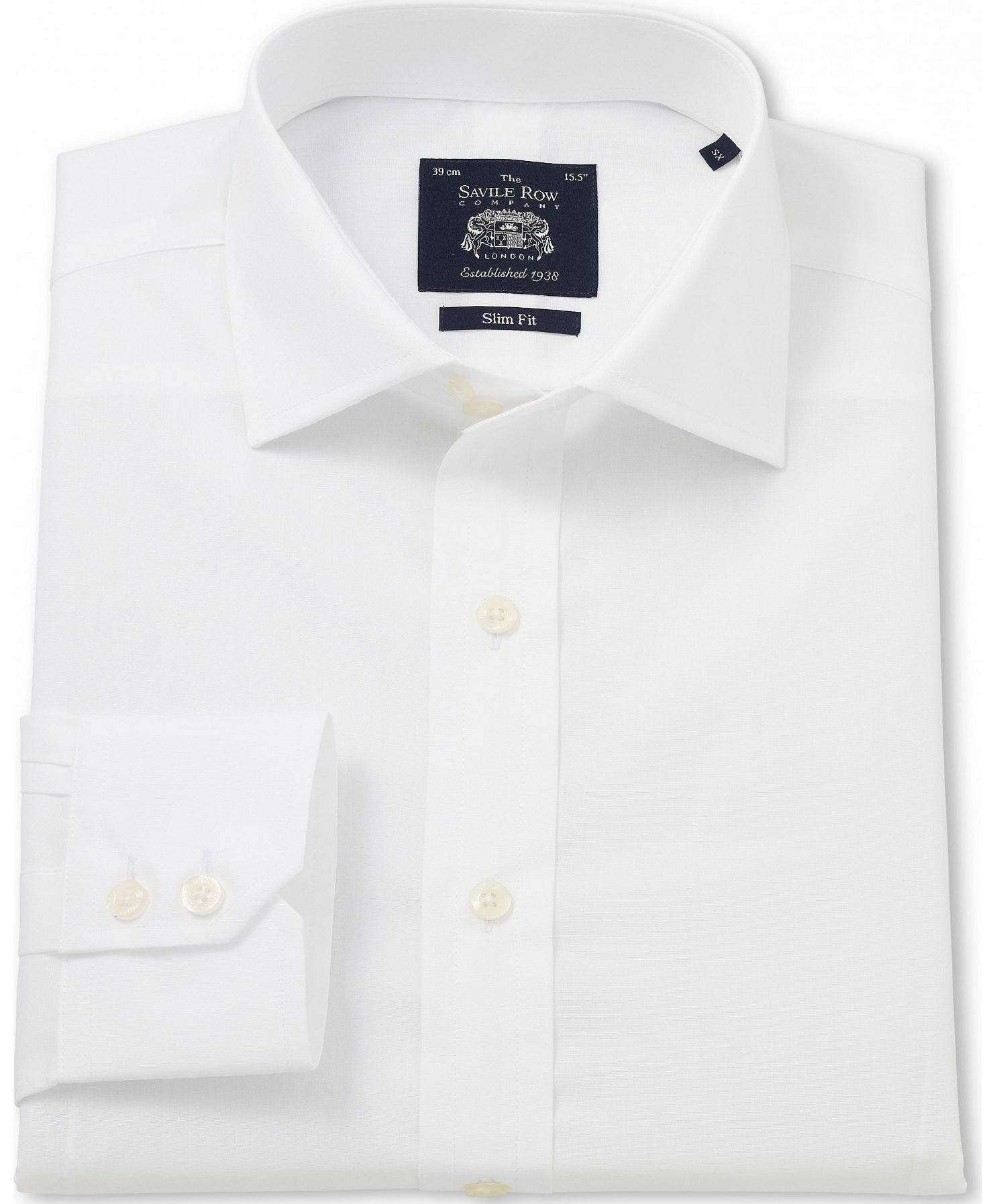 Savile Row Company White Poplin Slim Fit Shirt 16`` Single Lengthen