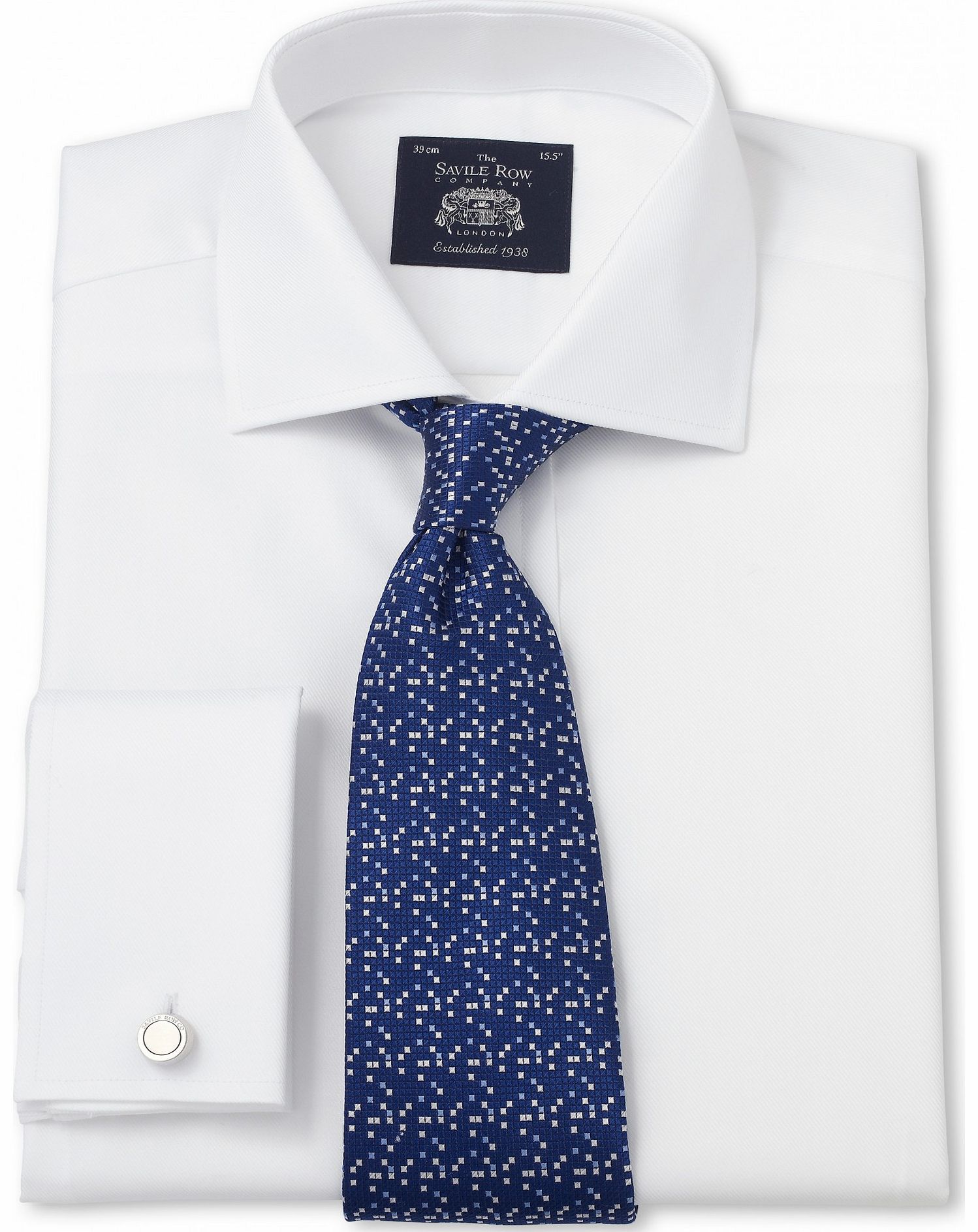 Savile Row Company White Twill Slim Fit Shirt 16`` Lengthened Single