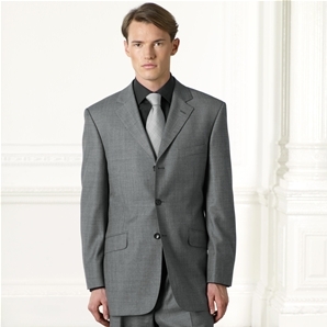 Grey Sharkskin Three-Button Suit Jacket