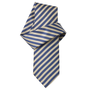 Lemon/Blue Stripe Pure Silk Tie