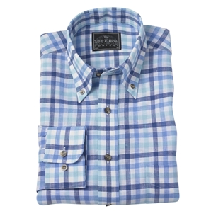 Navy/Blue Gingham Linen Check Shirt
