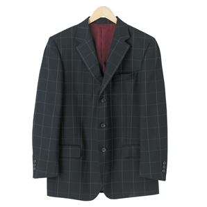 Savile Row Navy/Brown Check Wool/Silk Blazer