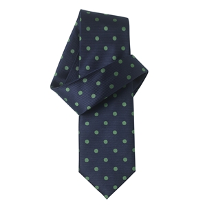 Navy Green Spotted Pure Silk Tie