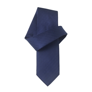 Navy Herringbone Pure Silk Tie