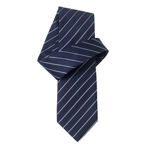 Navy Pale Blue Fine Stripe Pure Silk Tie