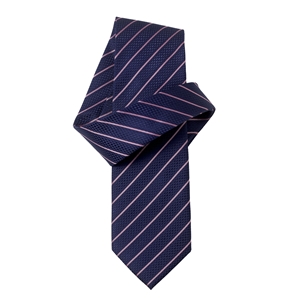 Navy Pink Fine Stripe Pure Silk Tie