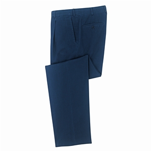 Navy Pleat-Front, Soft Washed Chino Trouser