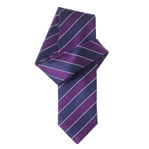 Navy Purple Club Stripe Pure Silk Tie