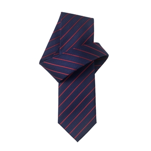 Navy Red Fine Stripe Pure Silk Tie