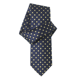 Navy Yellow Sunray Spotted Pure Silk Tie