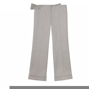 Oatmeal Beige Women` Flannel Turn Up Trousers