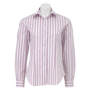 Pink White Multistripe Cotton Women` Shirt