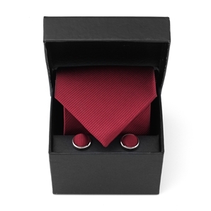 Savile Row Plain Wine Boxed Tie-and-Cufflink Set