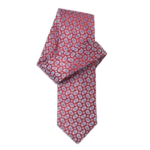 Red Blue Paisley Pure Silk Tie