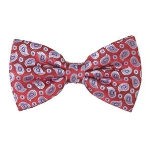 Red Blue Paisley Ready Tied Pure Silk Bow Tie