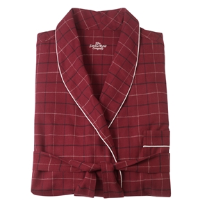 Red Check Men` Brushed Cotton Dressing Gown