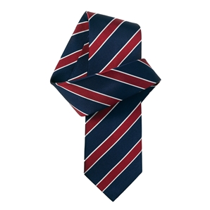 Red Navy Club Stripe Pure Silk Tie