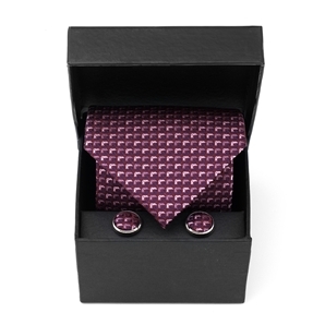 Red Pink Silk Tie and Cufflink Boxed Gift Set