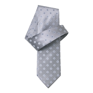 Silver Grey and Navy Flower Print Pure Silk Tie