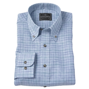 Turquoise/Blue Linen Check Shirt