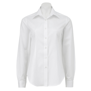 White Herringbone Single Cuff Women` Shirt